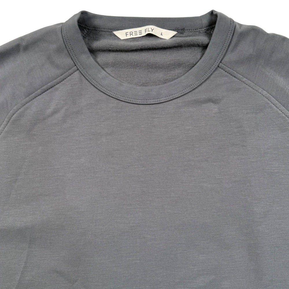 Free Fly Bamboo Lightweight Fleece Crew Men Large Storm Cloud Gray Shirt New